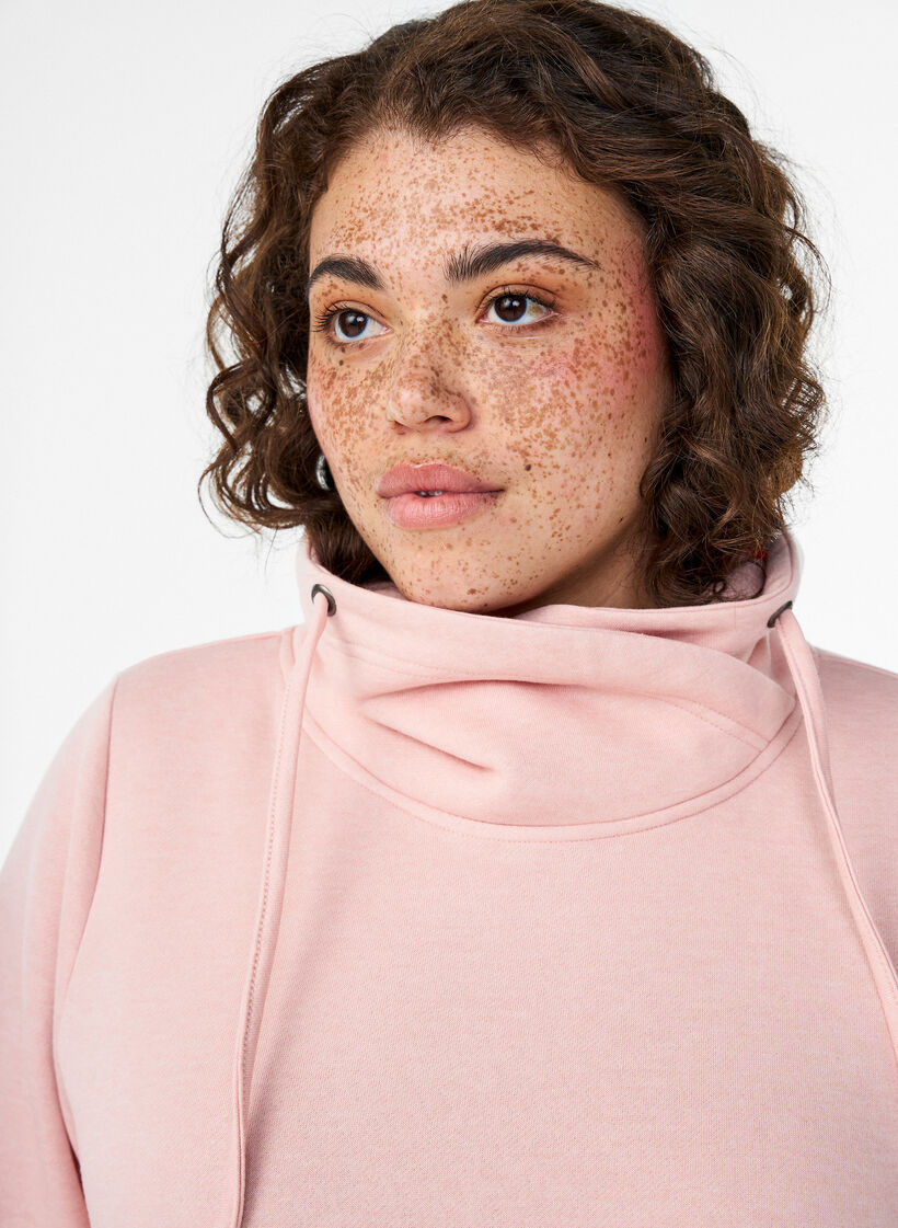 Bluza z wysokim kolnierzem i kieszeniami, R&oacute;żowy, Model image number 3