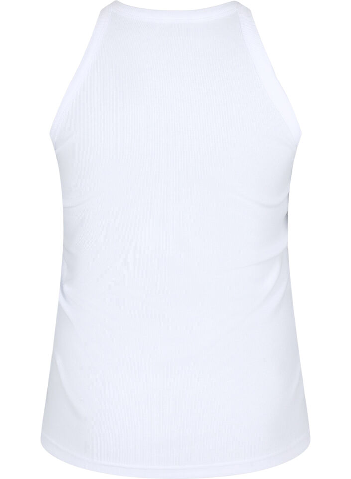 Prazkowany bawelniany tank top, Bright White, Packshot image number 1