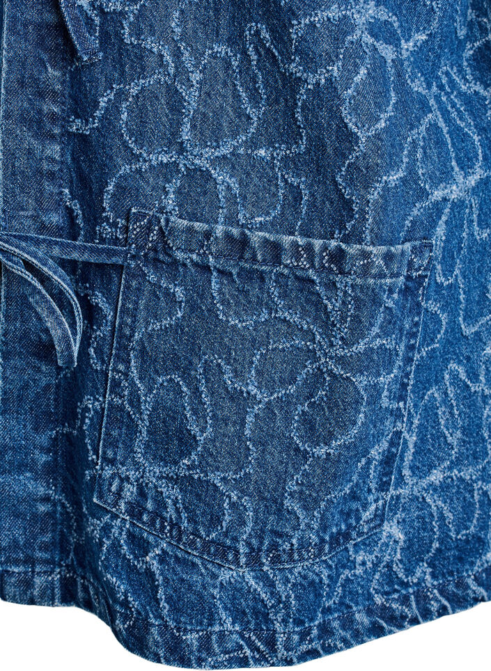 Zawiazywana kurtka jeansowa z kieszeniami, Blue Denim Destroy, Packshot image number 3