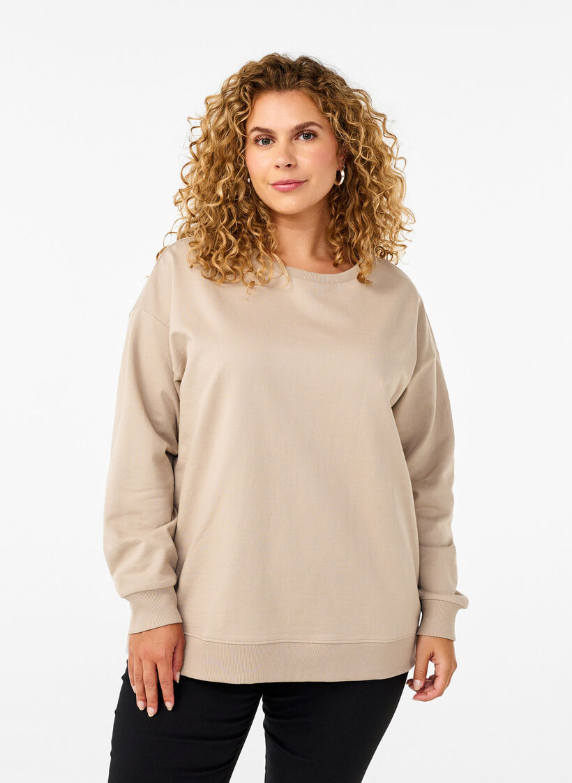 Bluza z okraglym dekoltem, Simply Taupe, Model image number 0