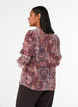 Bluzka z nadrukiem w stylu paisley i falbankami, Fioletowy, Model image number 2