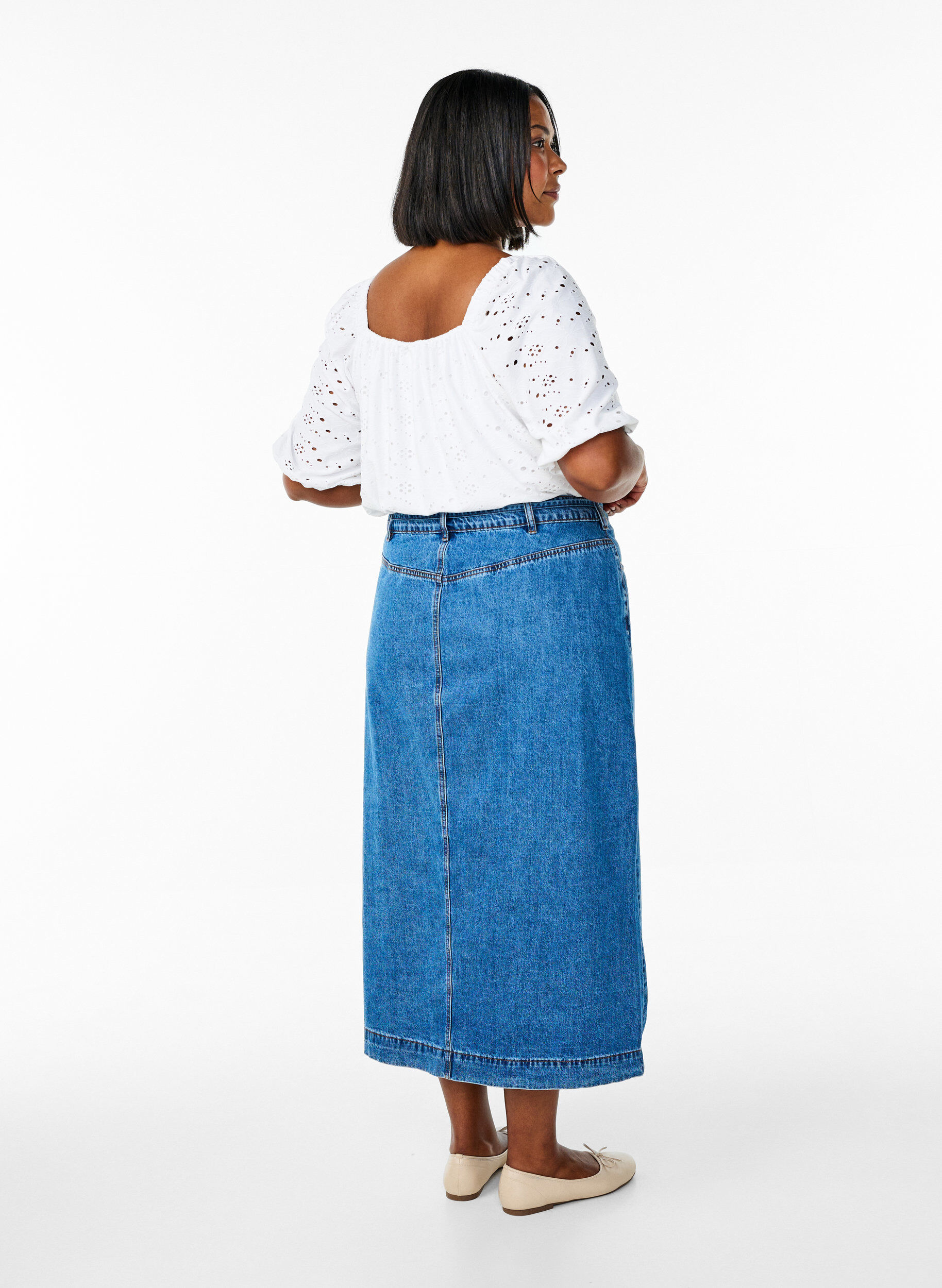 Zizzi Dzinsowa sp&oacute;dnica maxi z wiazanym paskiem, Blue Denim, Model image number 1