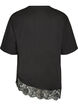 T-shirt z asymetrycznym koronkowym wykonczeniem, Czarne, Packshot image number 1