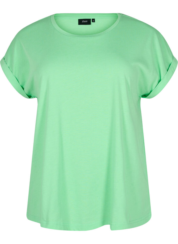 T-shirt z kr&oacute;tkim rekawem z mieszanki bawelny, Zielony, Packshot image number 0