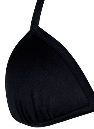 Trójkatny biustonosz bikini w jednolitym kolorze, Black, Packshot image number 2