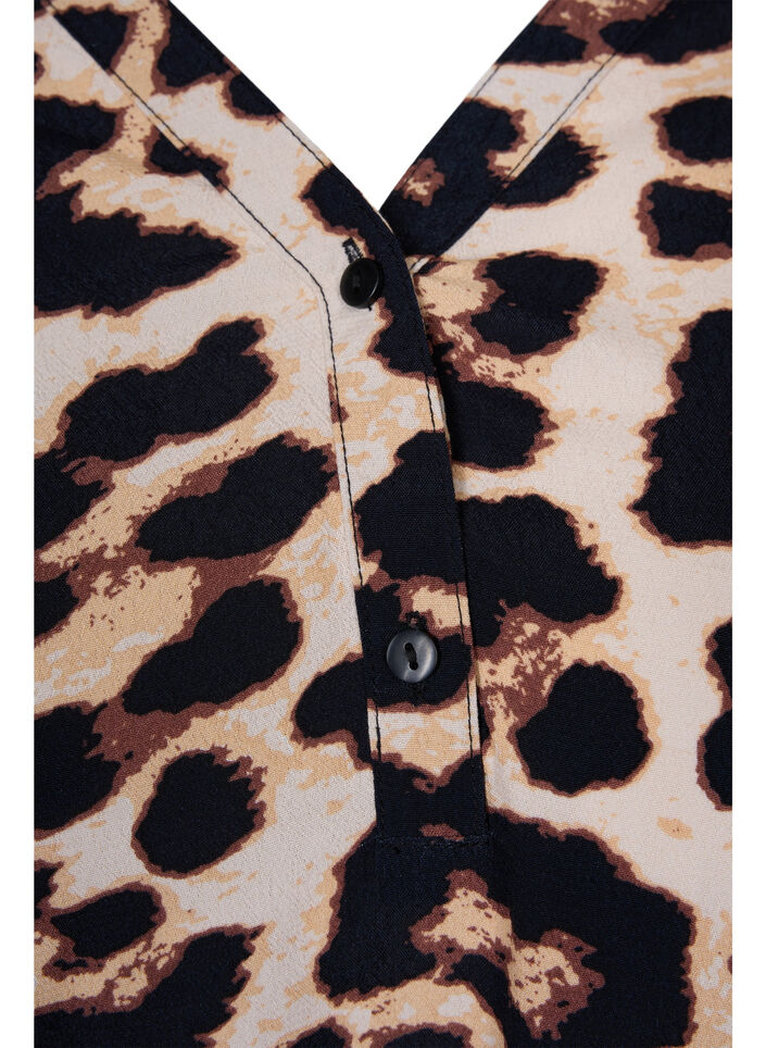 Drukowany wiskozowy top z marszczeniem, Leo AOP, Packshot image number 2