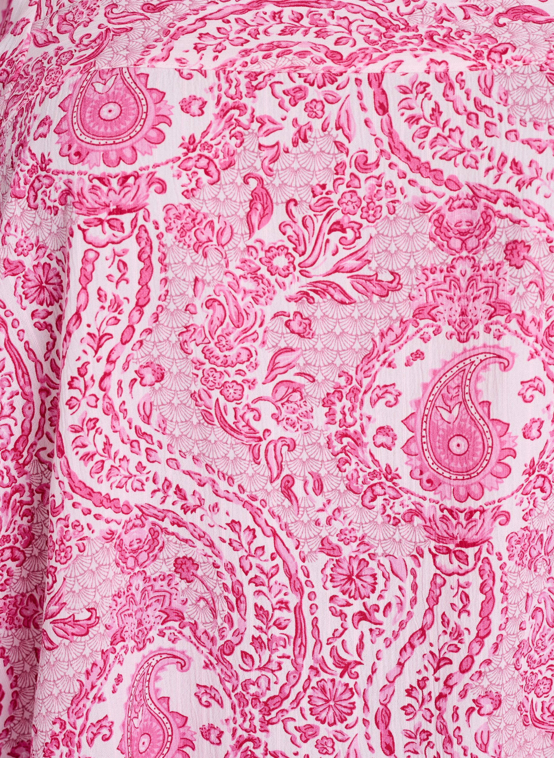 ZizziBluzka z wiskozy z paisley nadrukiem i kwadratowym dekoltem, R&oacute;żowy, Packshot image number 2
