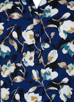 Bluzka w kwiaty z rekawami 3/4, P. Blue Flower AOP, Packshot image number 2