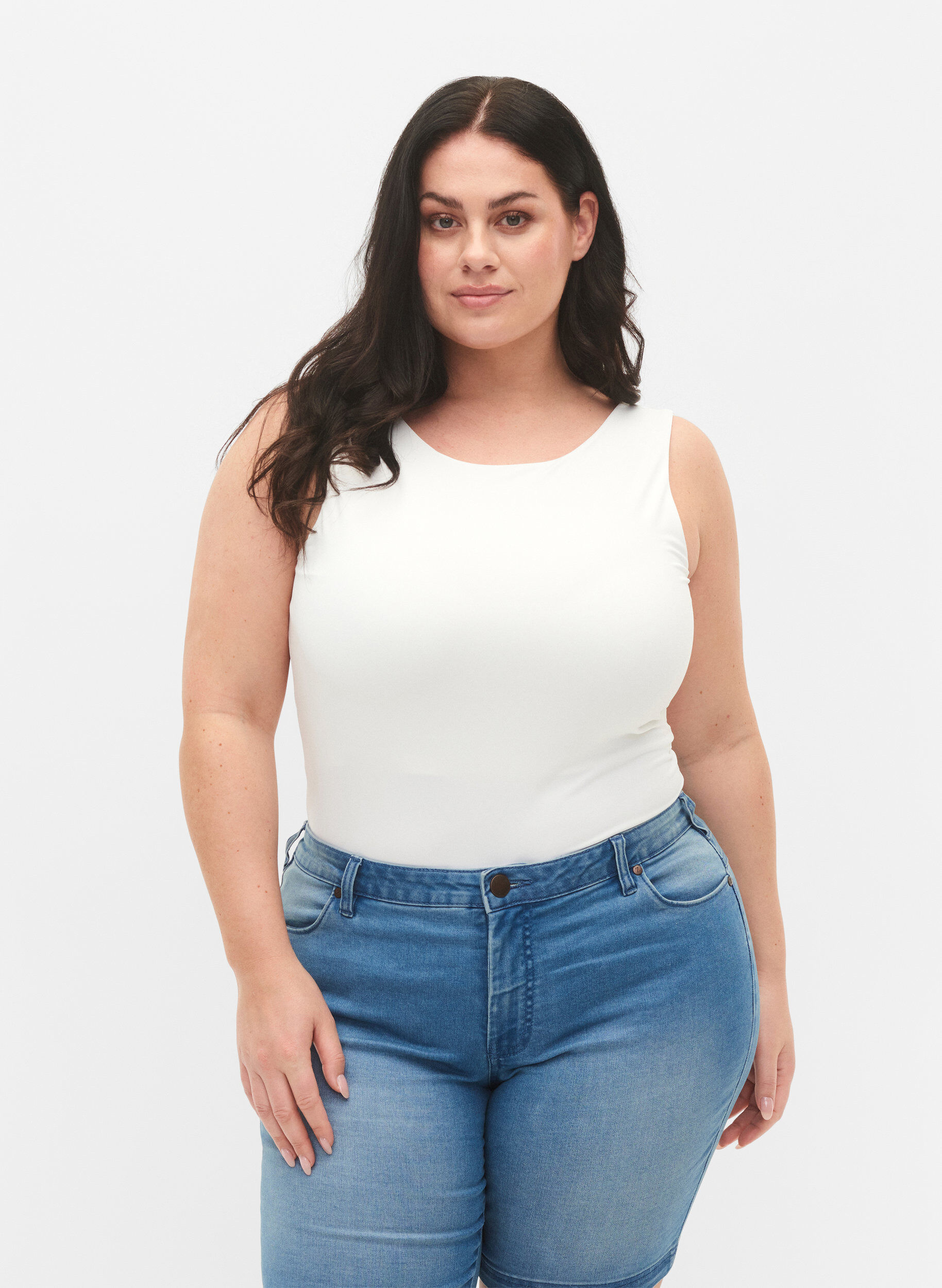 Zizzi Elastyczny dwustronny top, Bright White, Model image number 2