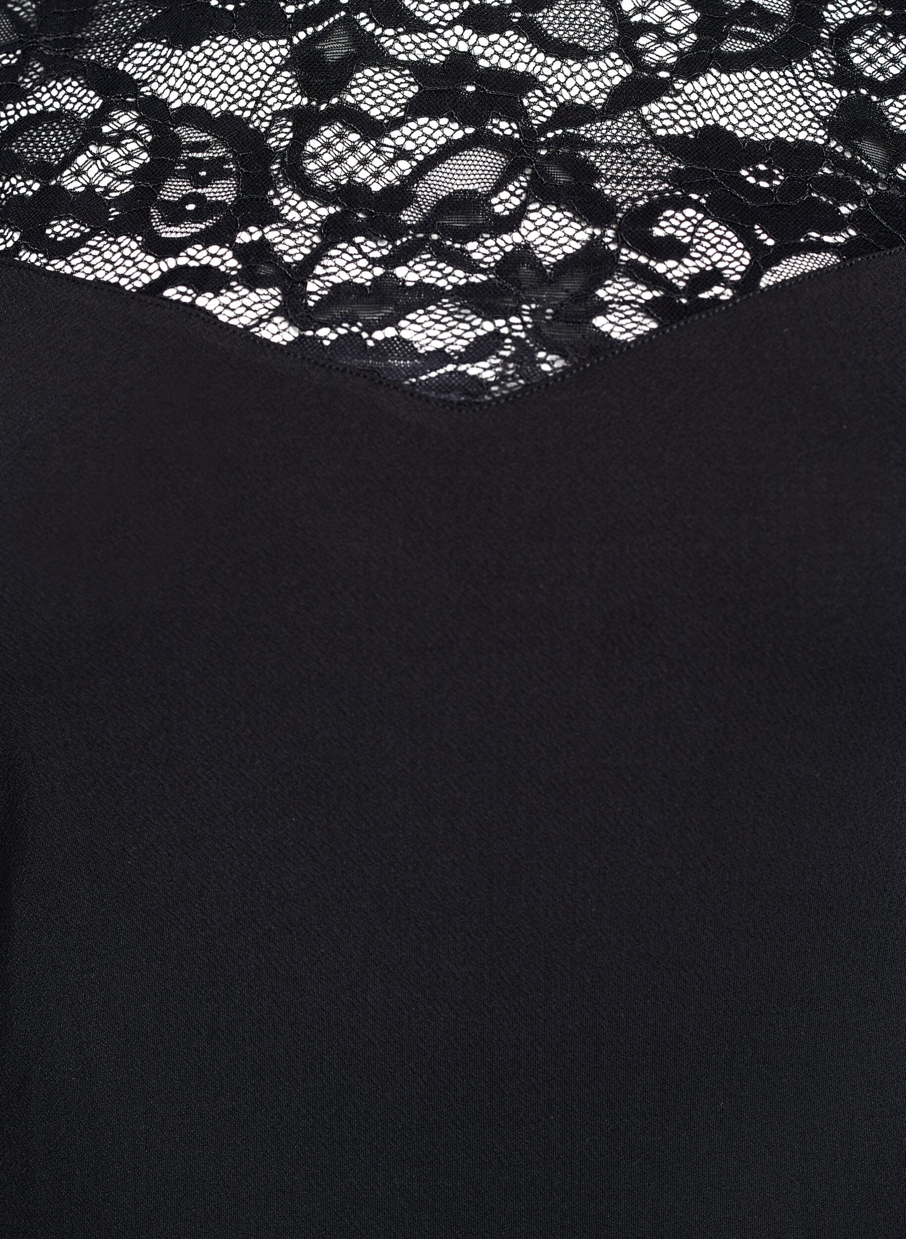 Zizzi Obcisle body z koronkowymi rekawami, Czarne, Packshot image number 2