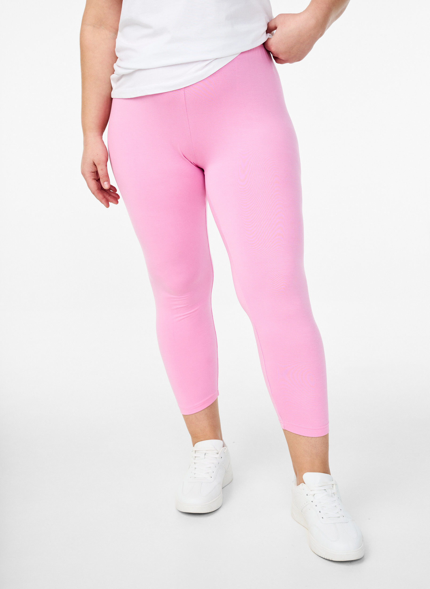 Legginsy 3/4 typu basic z wiskozy, R&oacute;żowy, Model