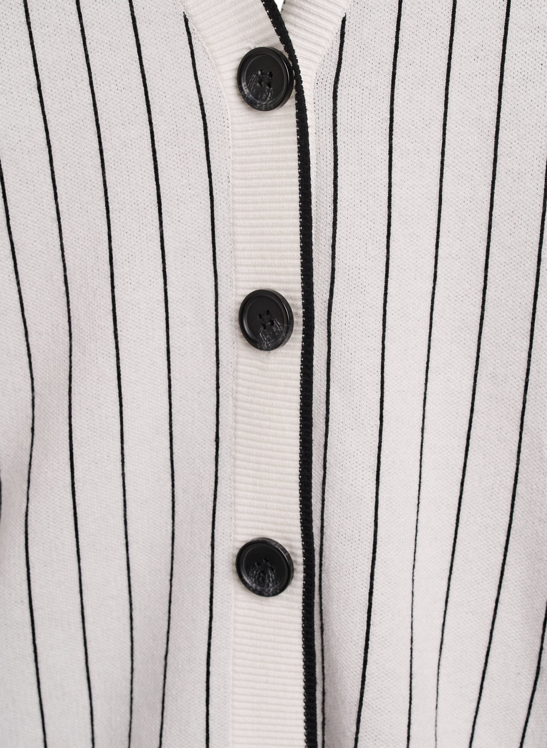 Zizzi Kardigan z dzianiny z paskami i motywem na plecach, Biały, Packshot image number 2