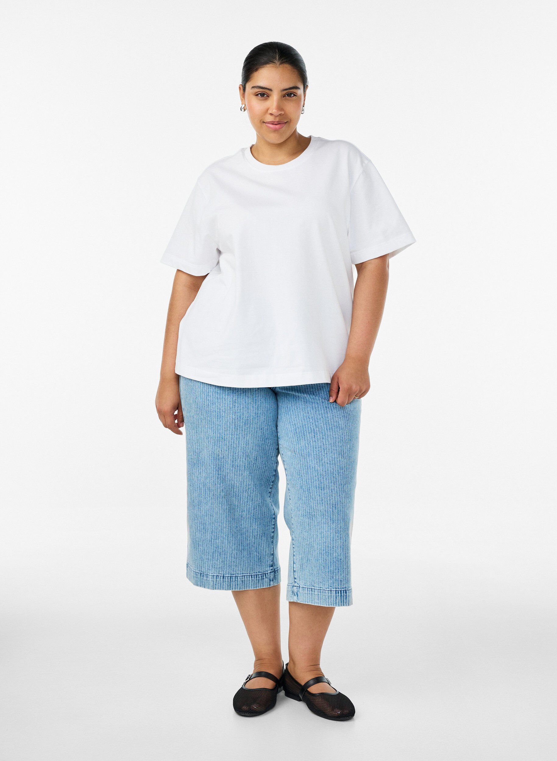 ZizziBawelniana koszulka o pudelkowatym kroju, Biały, Model image number 1