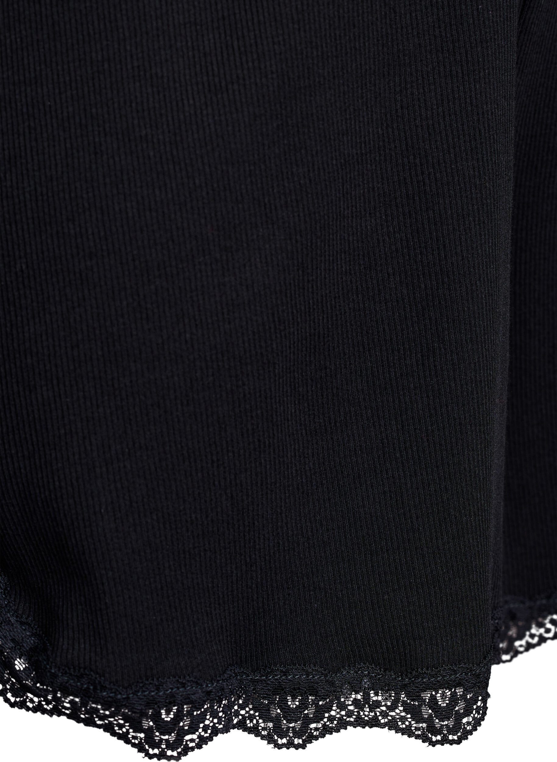 Zizzi Luzne nocne szorty o prazkowanej fakturze i koronkowym wykonczeniu, Czarne, Packshot image number 3