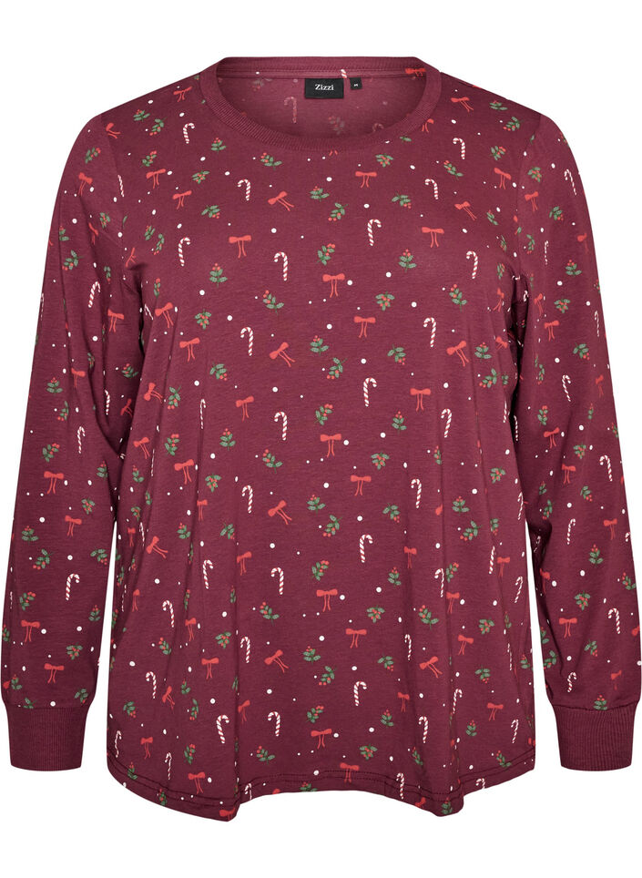 Wzorzysty top nocny, Ciemnobordowy, Packshot image number 0