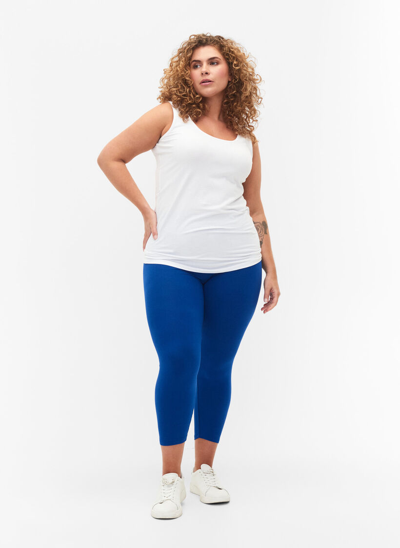 3/4-length wiskozowe legginsy w stylu basic, Niebieskie, Model image number 1