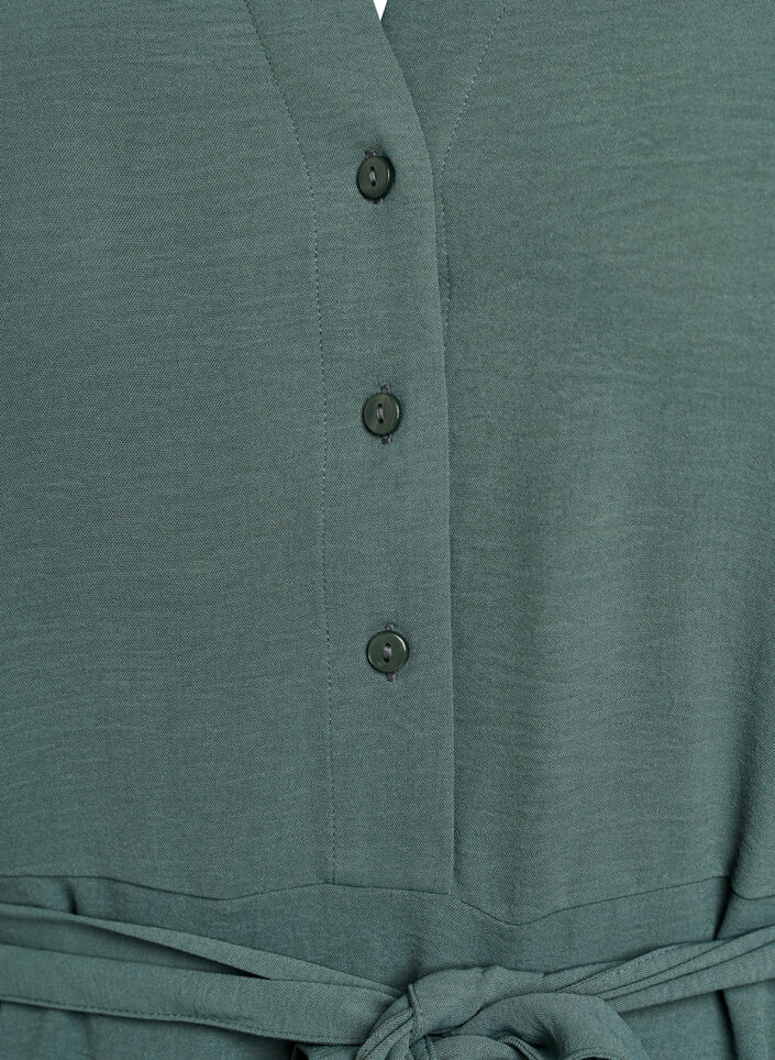 Sukienka midi z pasem do zawiazania, Zielony, Packshot image number 2