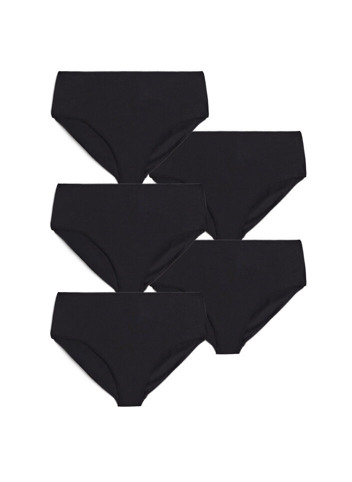  Bawelniane majtki 5-pack z regularna talia, Czarne, Packshot image number 0