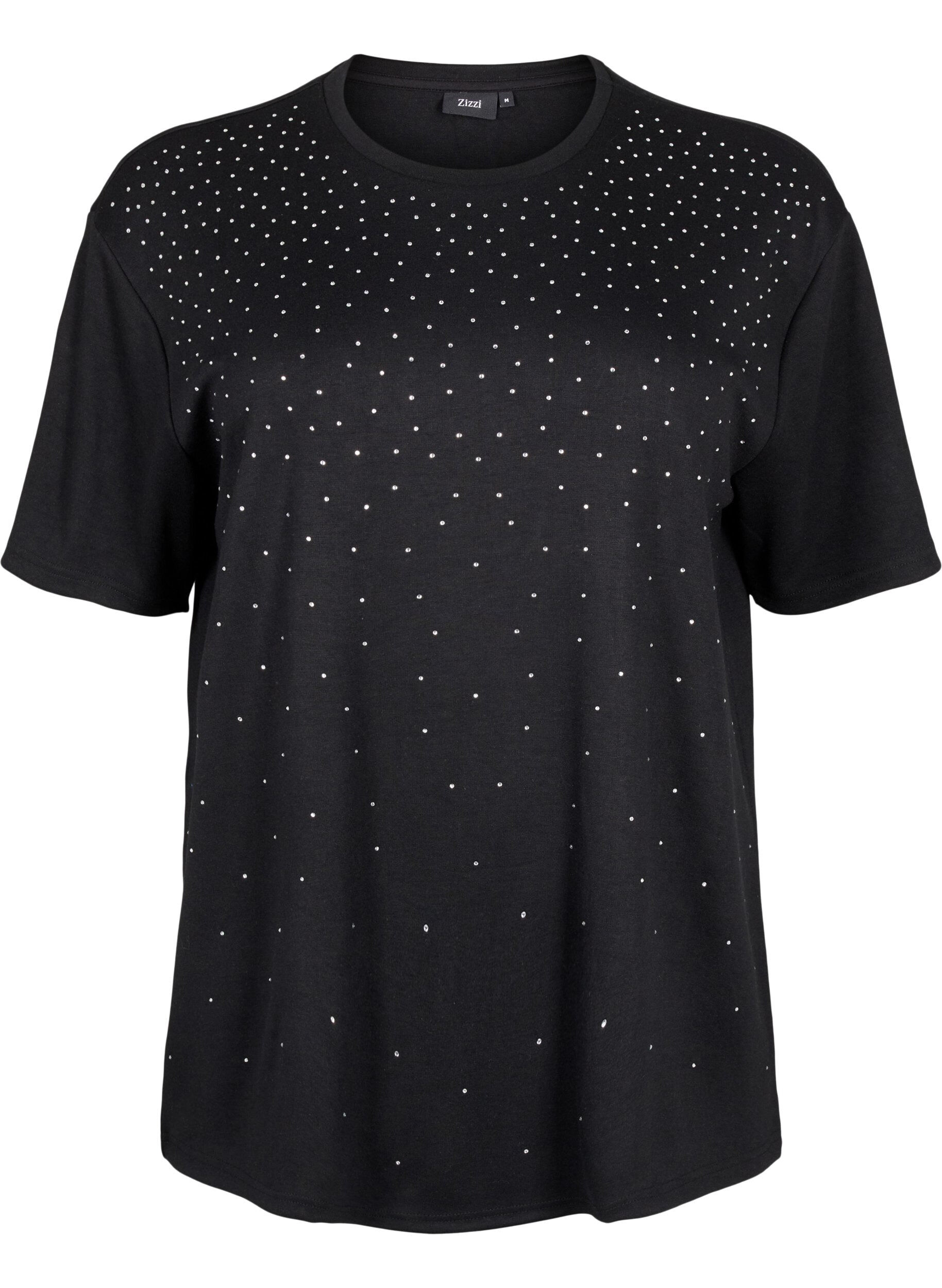 ZizziT-shirt z dzetami i okraglym dekoltem, Czarne, Packshot image number 0
