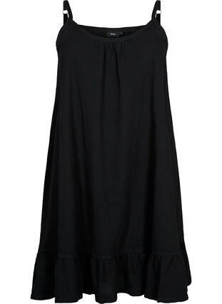 Bawelniana sukienka na ramiaczkach z krojem w ksztalcie litery A, Black, Packshot image number 0