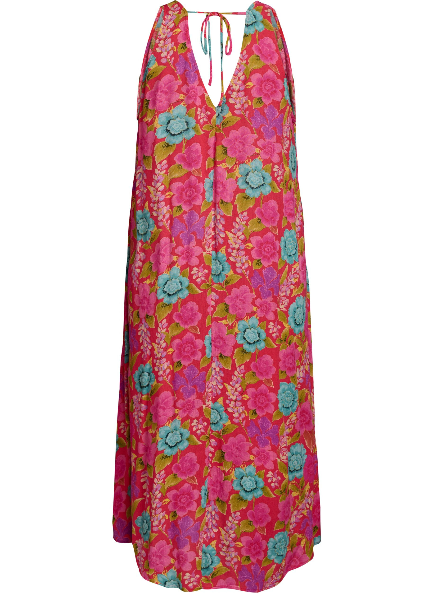 Zizzi Maxi sukienka bez rekaw&oacute;w w ksztalcie litery A z dekoltem w ksztalcie litery V, Czerwony, Packshot image number 1