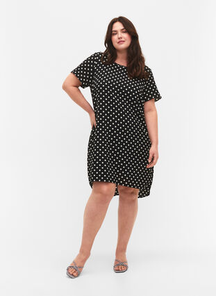 Sukienka z krótkim rekawem, Black w. Dots, Model image number 2