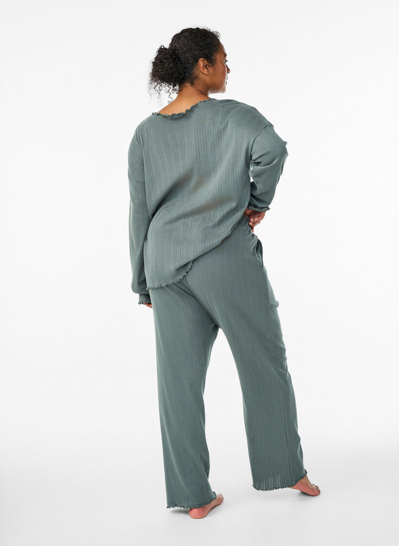 Bawelniane spodnie na noc, Zielony, Model image number 1