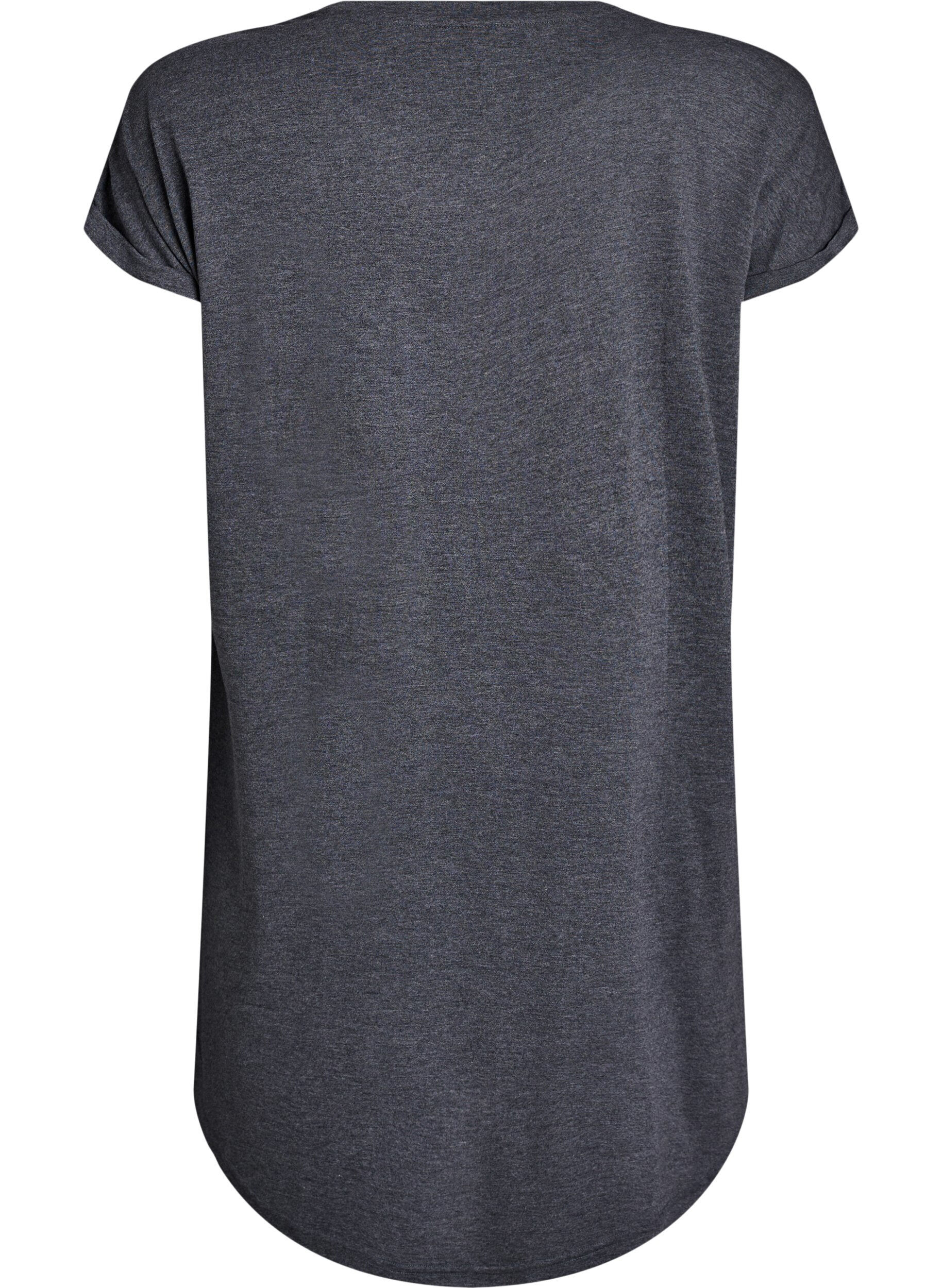 Zizzi Koszula nocna z kr&oacute;tkim rekawem i nadrukiem tekstowym, Czarne, Packshot image number 1