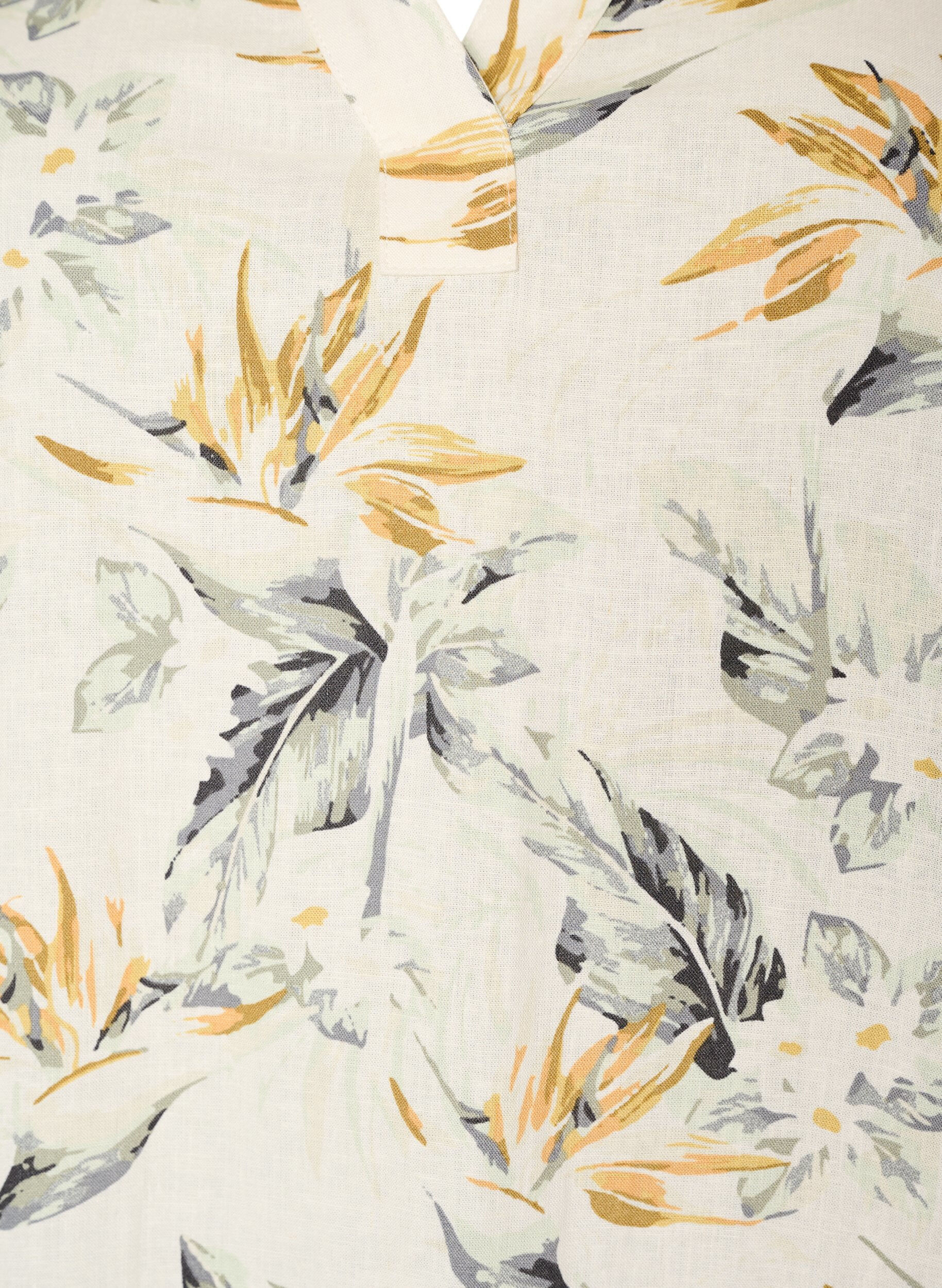 Zizzi Sukienka midi z lnu i wiskozy z rekawami 1/2, Biały, Packshot image number 2