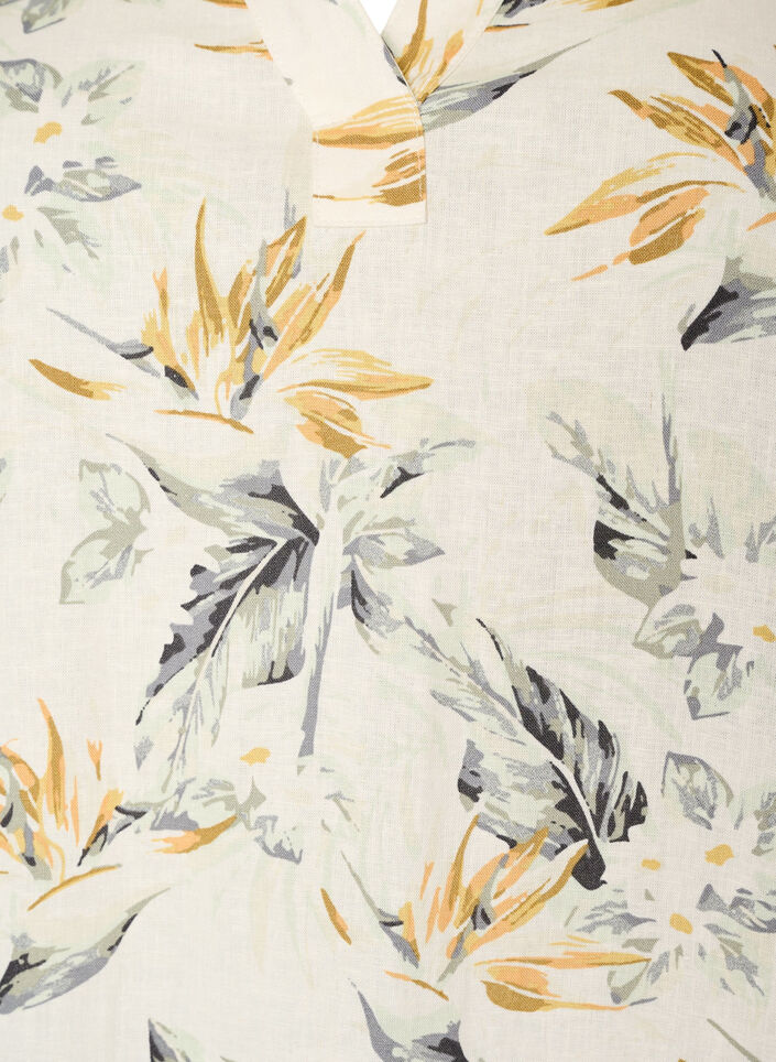 Sukienka midi z lnu i wiskozy z rekawami 1/2, Biały, Packshot image number 2