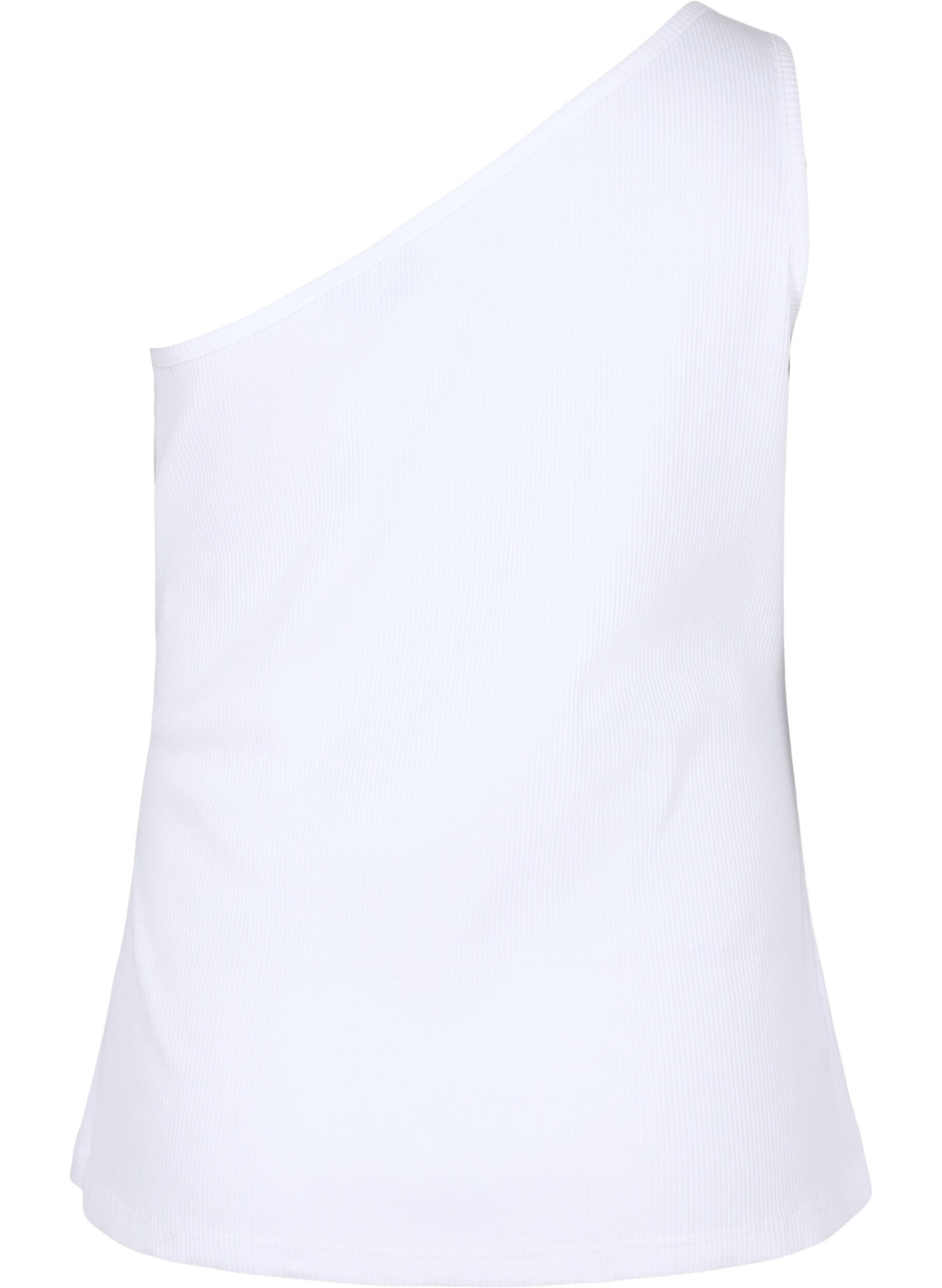 Zizzi Bawelniany top na jedno ramie, Bright White, Packshot image number 1