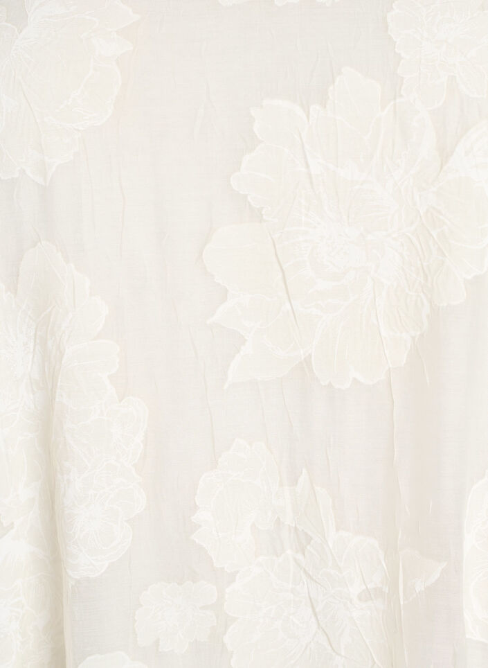 Sukienka midi z kwiatowym nadrukiem i przezroczystymi rekawami 3/4, Beżowy, Packshot image number 2