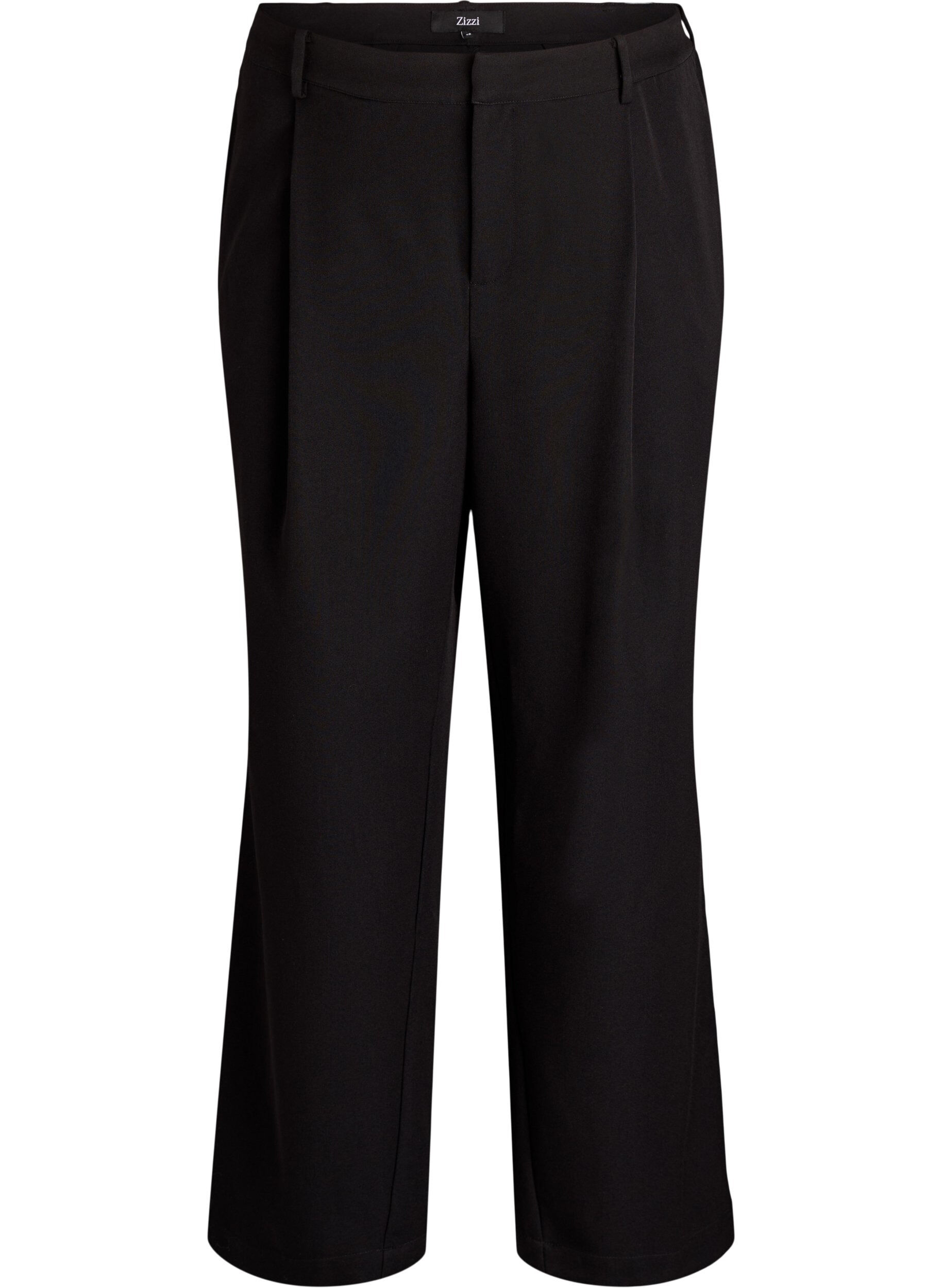 Spodnie garniturowe z wysokim stanem i prostymi nogawkami