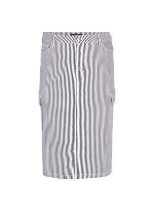 Olówkowa spódnica w paski z kieszeniami, Black & White Stripe, Packshot image number 0