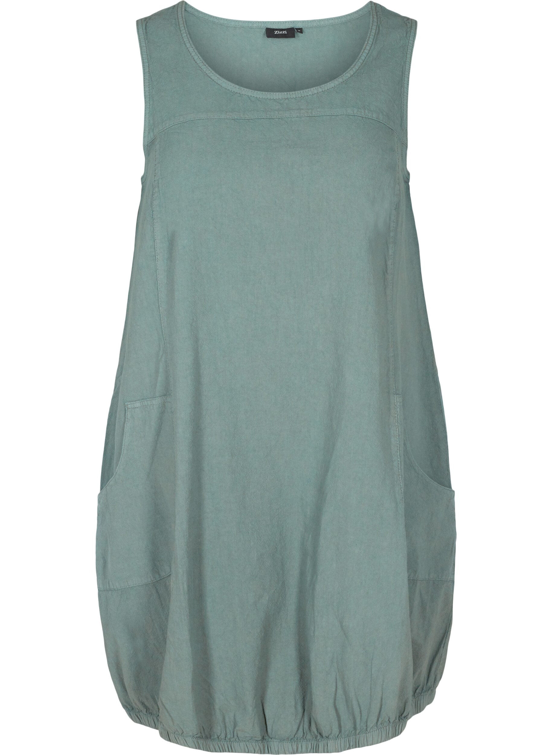 Zizzi Sleeveless cotton dress, Balsam Green, Packshot image number 0
