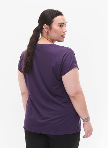 Koszulka treningowa z krótkim rekawem, Purple Plumeria, Model image number 1