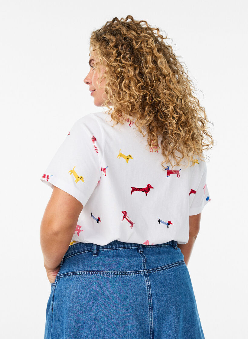 Koszulka bawelniana z nadrukiem psa, Biały, Model image number 2