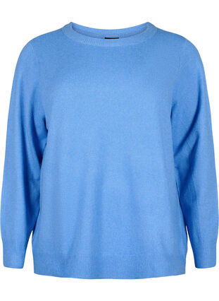 Sweter z dlugim rekawem i okraglym dekoltem, Blue Bonnet Mel., Packshot image number 0