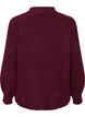 Prazkowany sweter z bufiastymi rekawami i guzikami, Ciemnobordowy, Packshot image number 1