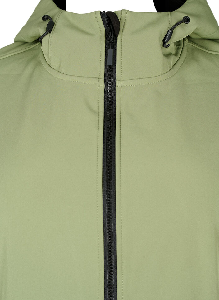 Krótka kurtka softshell z kieszeniami, Oil Green, Packshot image number 2