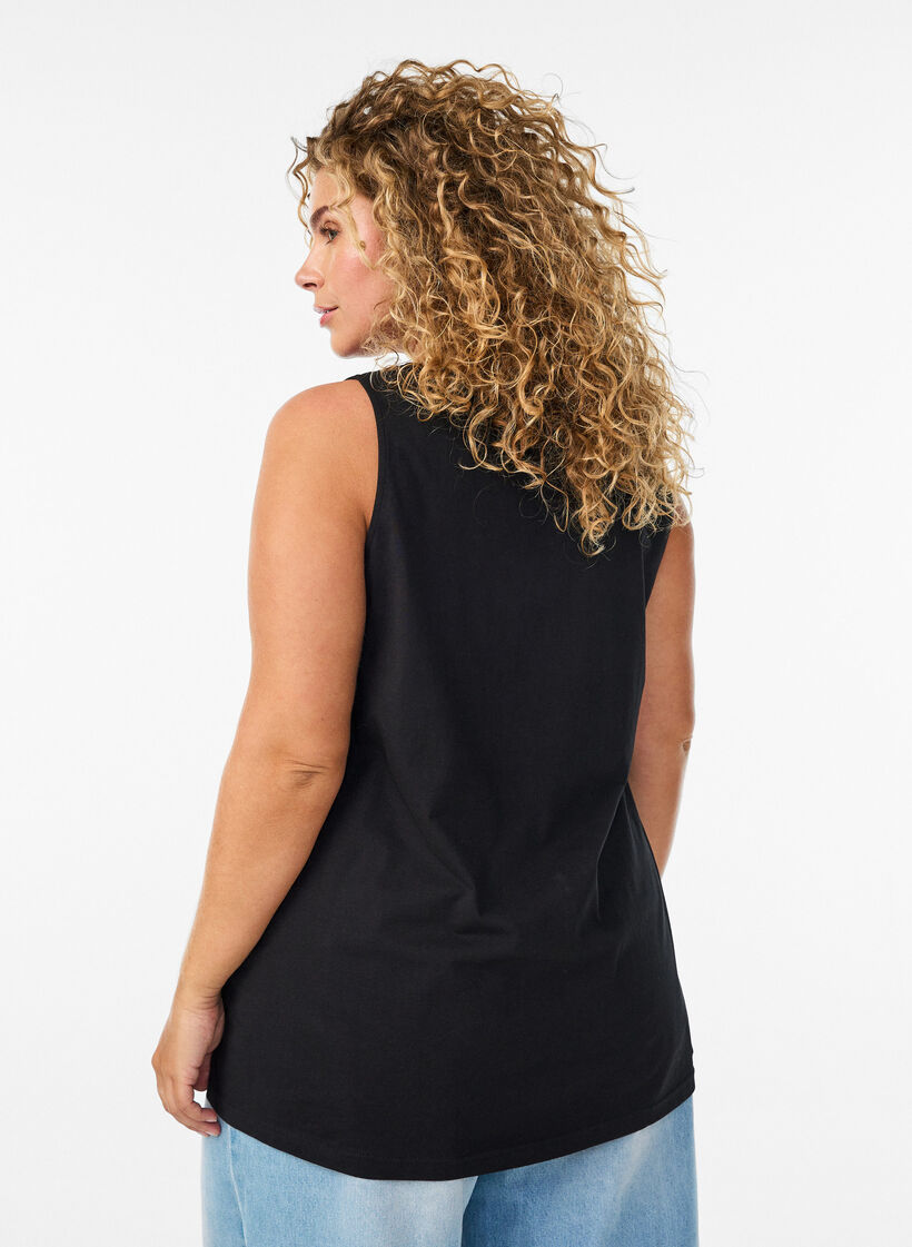 Bawelniany top o&nbsp;rozszerzanym fasonie, Czarne, Model image number 2
