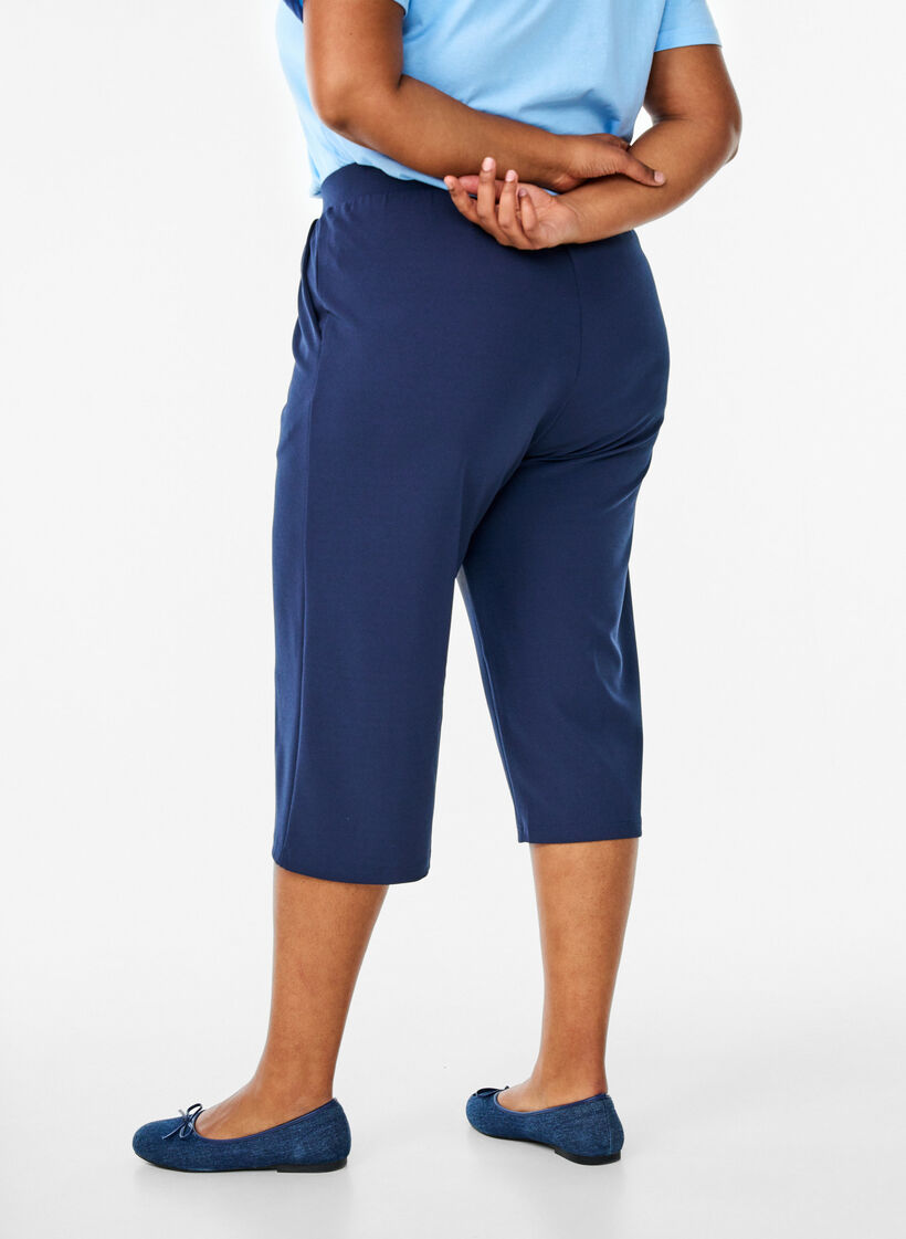 FLASH - Spodnie 3/4 o luznym kroju z wysokim stanem, Niebieskie, Model image number 1