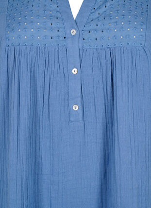 Bawelniana tunika z haftem angielskim, Moonlight Blue, Packshot image number 2