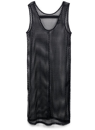 Siateczkowa sukienka bez rekawów z rozcieciem, Black, Packshot image number 0