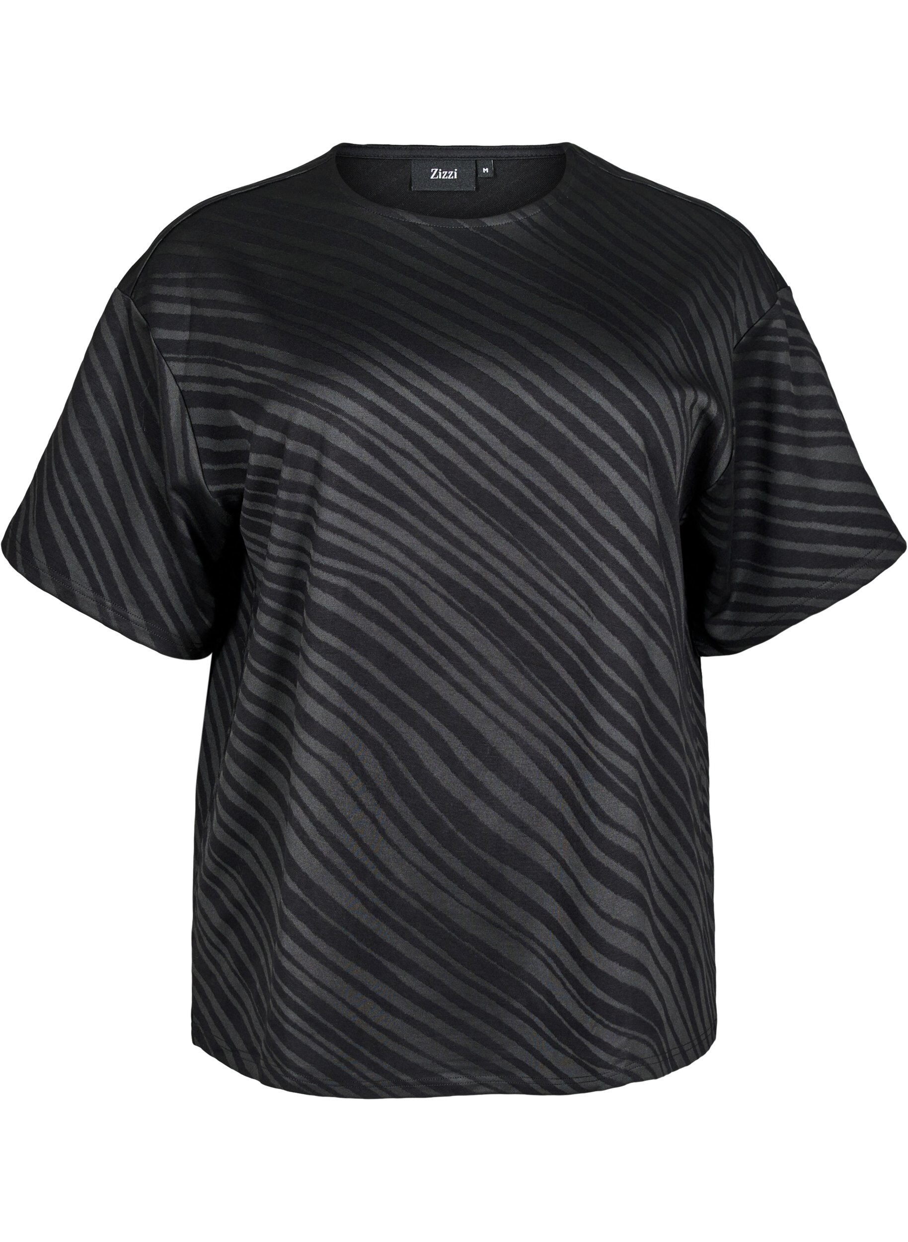 Zizzi Bluzka oversize ze wzorem, Czarne, Packshot image number 0