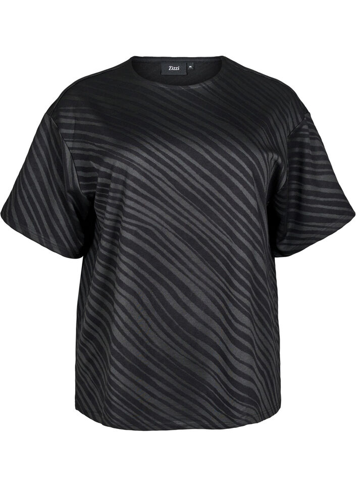  Wzorzysta bluzka oversize, Czarne, Packshot image number 0