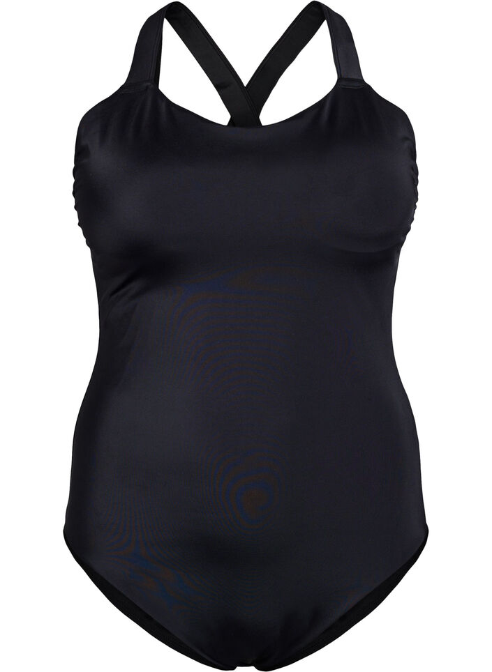 Strój kapielowy ze skrzyzowanymi ramiaczkami, Czarne, Packshot image number 0