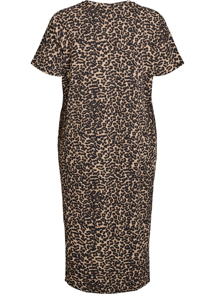 Sukienka t-shirtowa midi z dekoltem w szpic, Brązowy, Packshot image number 1