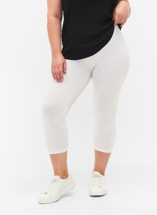 3/4-length wiskozowe legginsy w stylu basic, Bright White, Model image number 0