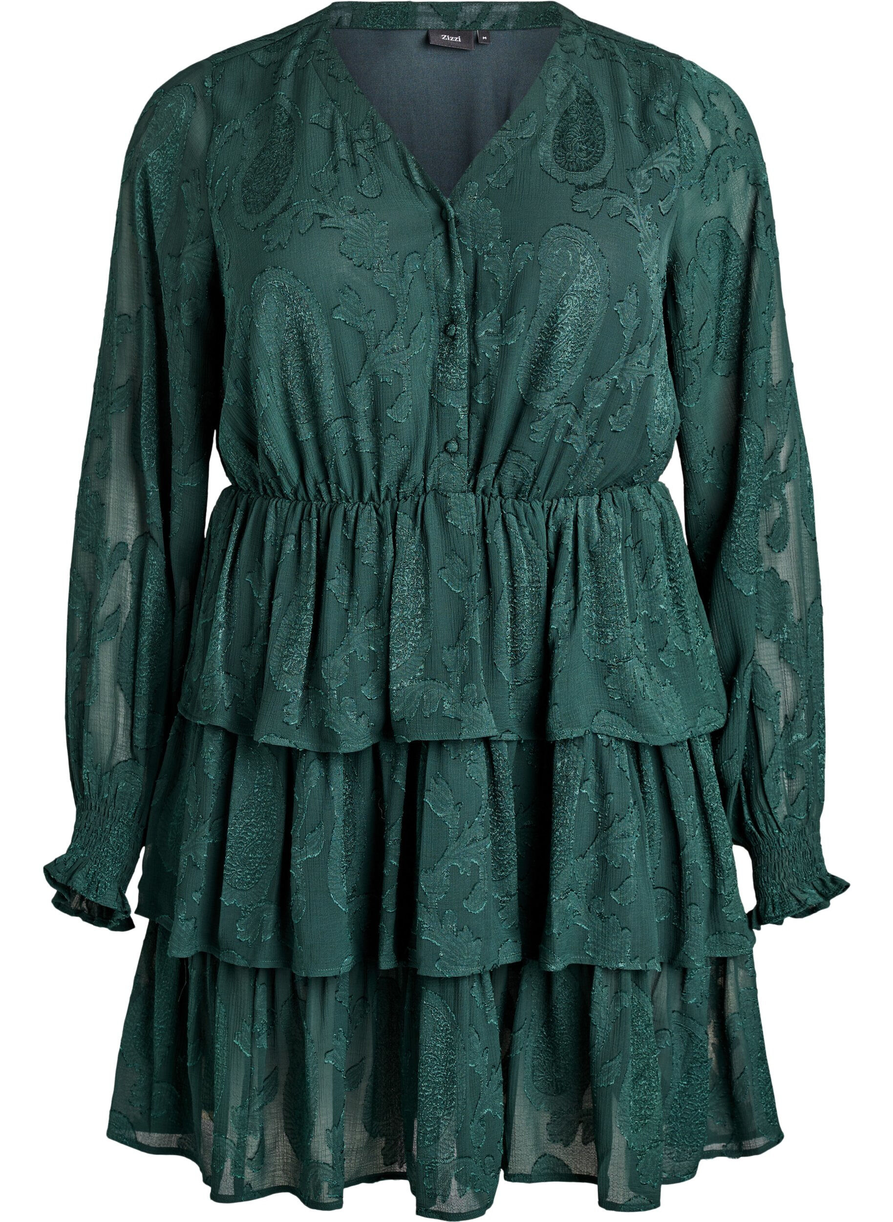 Kr&oacute;tka sukienka z falbankami i fakturowanym wzorem